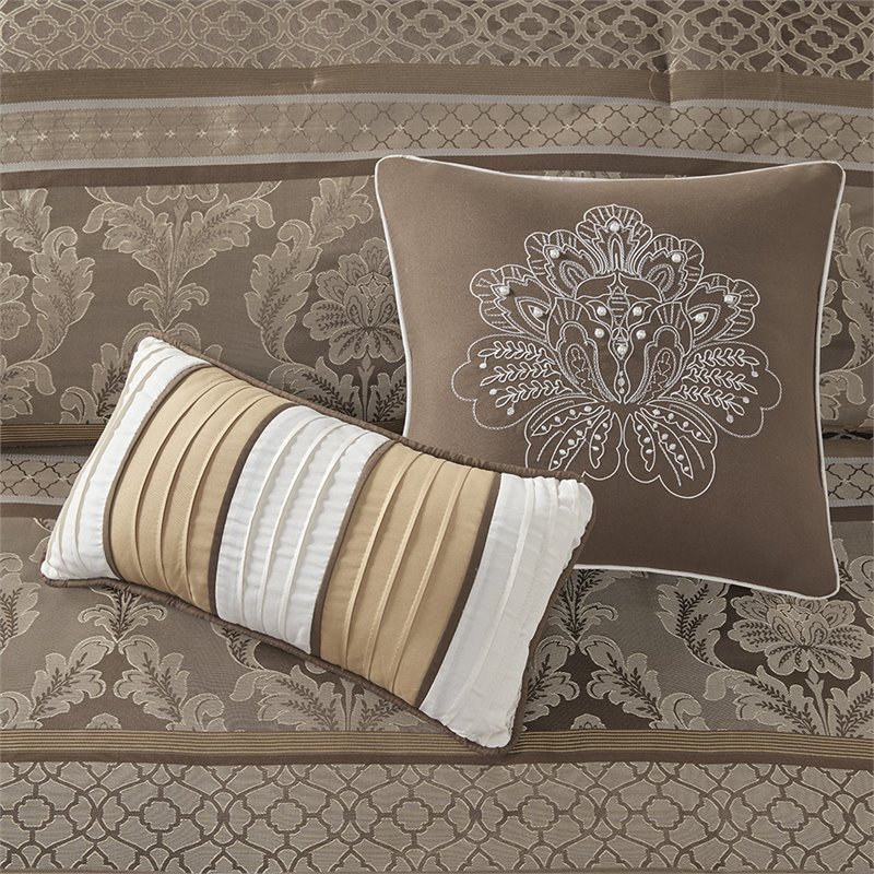 Madison Park Bellagio 7-Piece Jacquard Microfiber Comforter Set in Brown