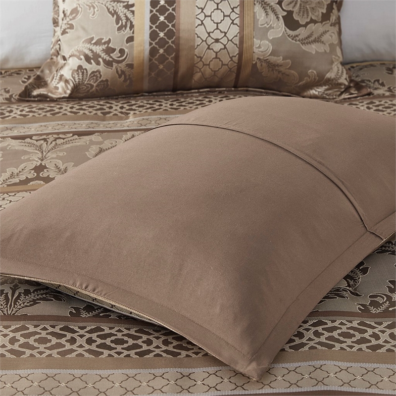 Madison Park Bellagio 7-Piece Polyester Jacquard Comforter Set in Brown