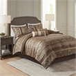 Madison Park Bellagio 7-Piece Polyester Jacquard Comforter Set in Brown