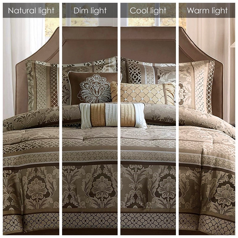 Madison Park Bellagio 7-Piece Polyester Jacquard Comforter Set in Brown