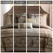 Madison Park Bellagio 7-Piece Polyester Jacquard Comforter Set in Brown