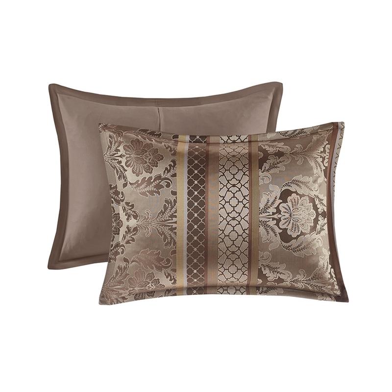 Madison Park Bellagio 7-Piece Polyester Jacquard Comforter Set in Brown