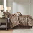 Madison Park Bellagio 7-Piece Polyester Jacquard Comforter Set in Brown