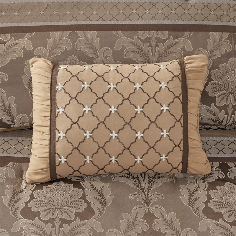 Madison Park Bellagio 7-Piece Polyester Jacquard Comforter Set in Brown