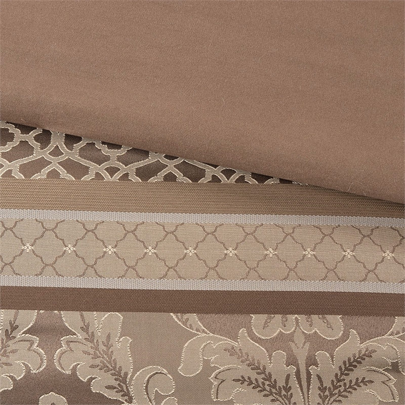 Madison Park Bellagio 7-Piece Polyester Jacquard Comforter Set in Brown