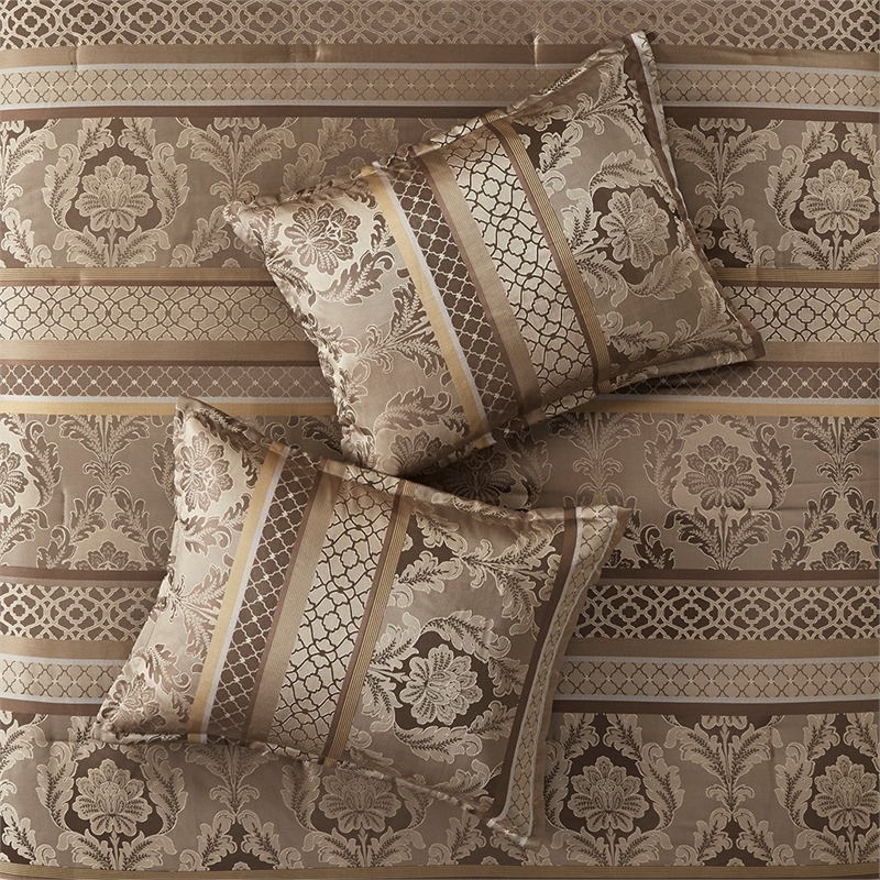 Madison Park Bellagio 7-Piece Polyester Jacquard Comforter Set in Brown