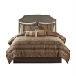 Madison Park Bellagio 7-Piece Polyester Jacquard Comforter Set in Brown