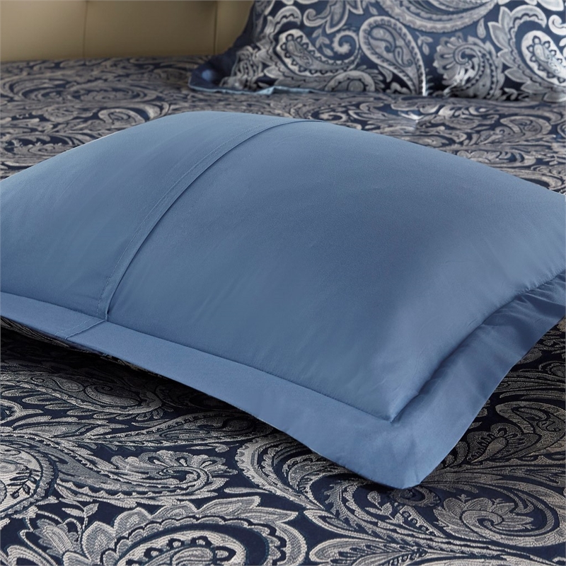 Madison Park Aubrey 12-Piece Polyester Jacquard Comforter Set in Navy