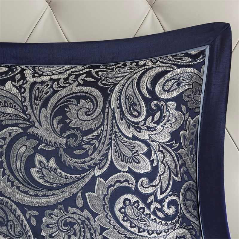 Madison Park Aubrey 12-Piece Polyester Jacquard Comforter Set in Navy