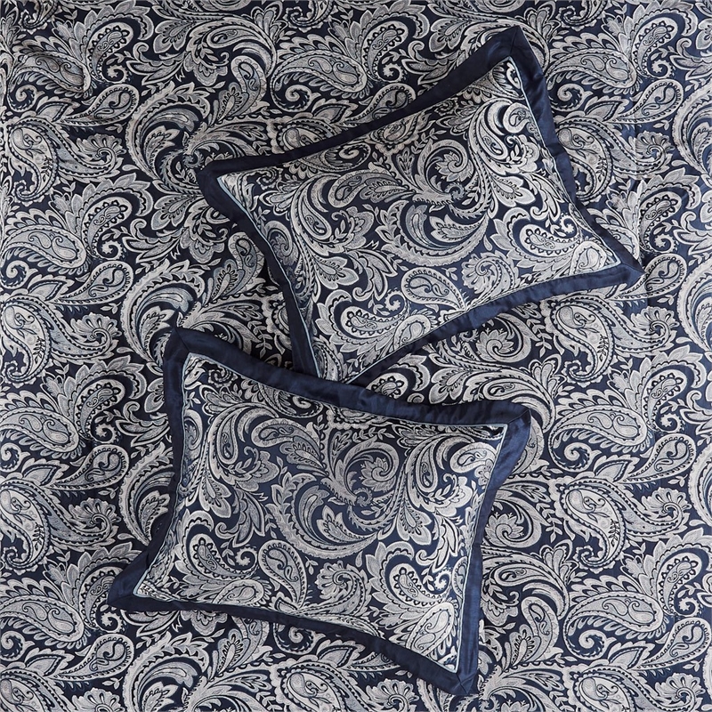 Madison Park Aubrey 12-Piece Polyester Jacquard Comforter Set in Navy