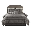 Madison Park Bellagio 7-Piece Polyester Jacquard Comforter Set in Gray