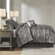 Madison Park Bellagio 7-Piece Polyester Jacquard Comforter Set in Gray