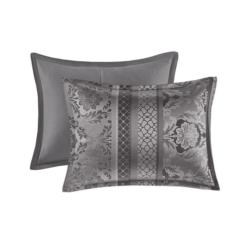 Madison Park Bellagio 7-Piece Polyester Jacquard Comforter Set in Gray