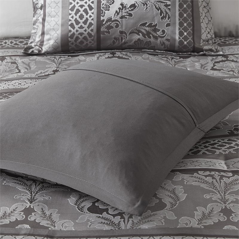 Madison Park Bellagio 7-Piece Polyester Jacquard Comforter Set in Gray
