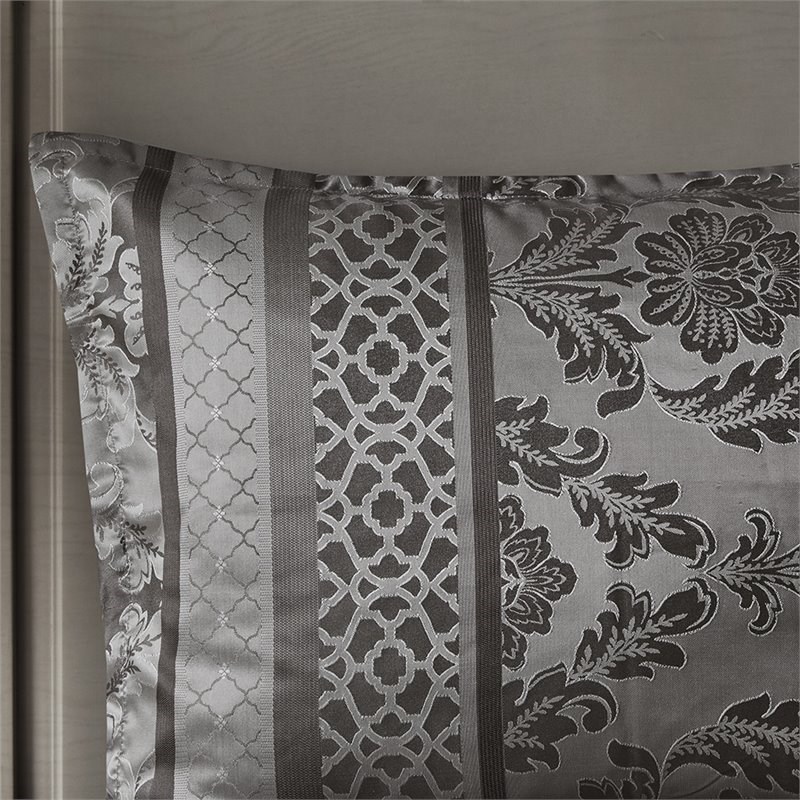 Madison Park Bellagio 7-Piece Polyester Jacquard Comforter Set in Gray