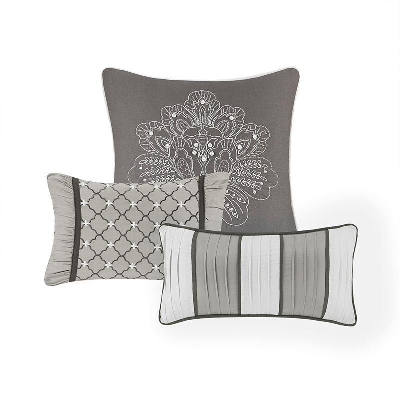 Madison Park Bellagio 7-Piece Polyester Jacquard Comforter Set - Gray