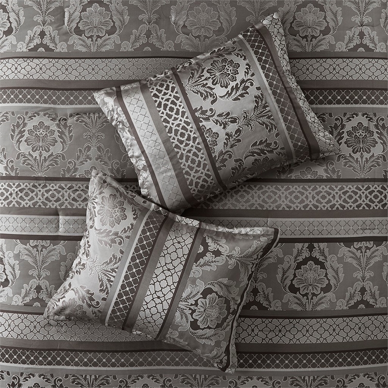 Madison Park Bellagio 7-Piece Polyester Jacquard Comforter Set - Gray