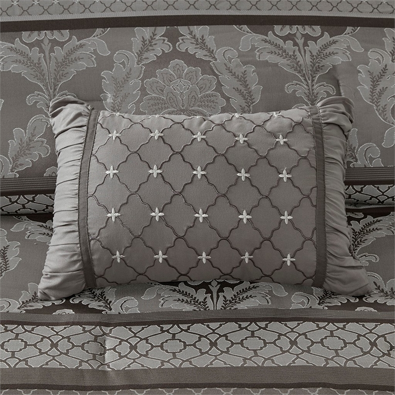 Madison Park Bellagio 7-Piece Polyester Jacquard Comforter Set - Gray