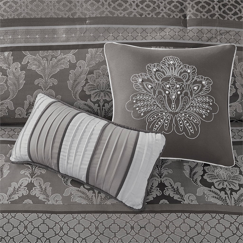 Madison Park Bellagio 7-Piece Polyester Jacquard Comforter Set - Gray