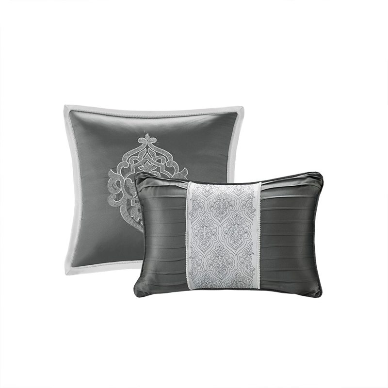 Madison Park Odette 8-Piece Polyester Jacquard Comforter Set in Silver