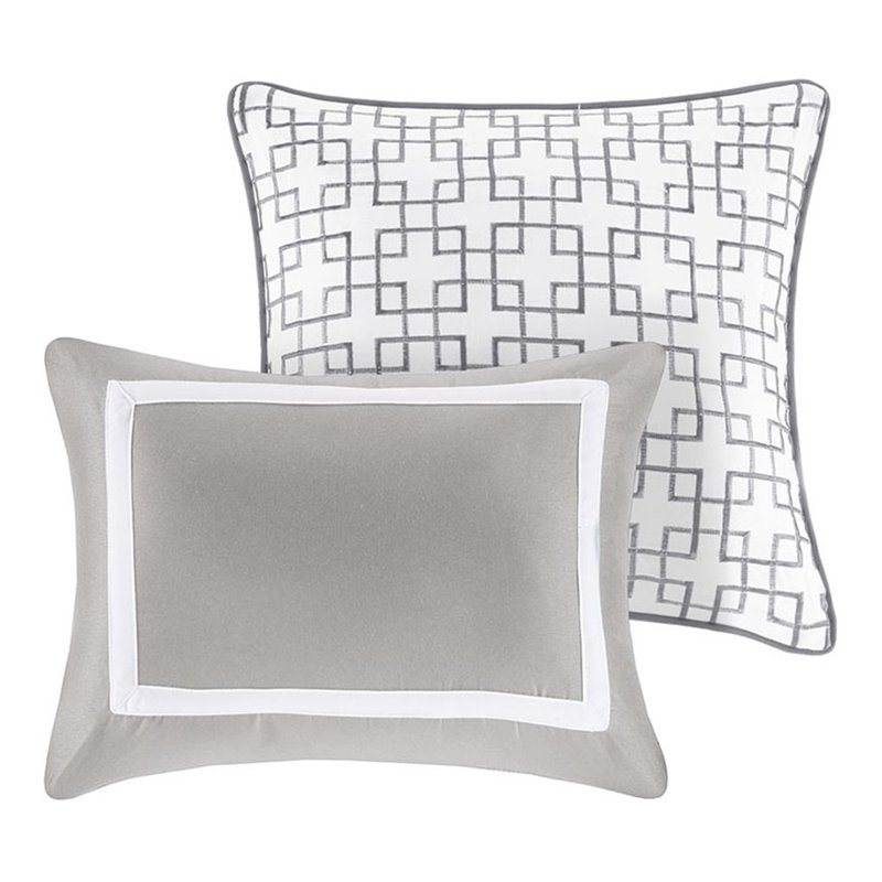 madison park heritage 8-piece polyester microfiber comforter set in gray
