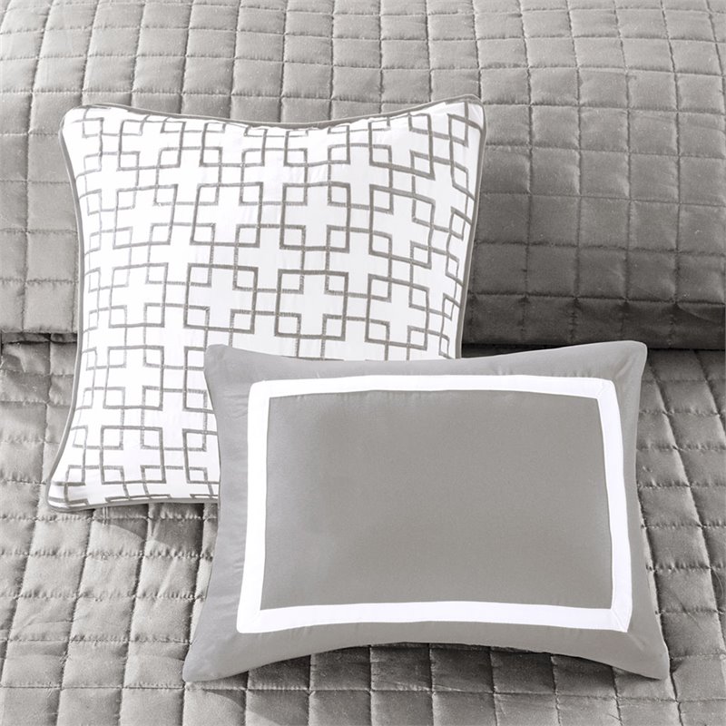 madison park heritage 8-piece polyester microfiber comforter set in gray
