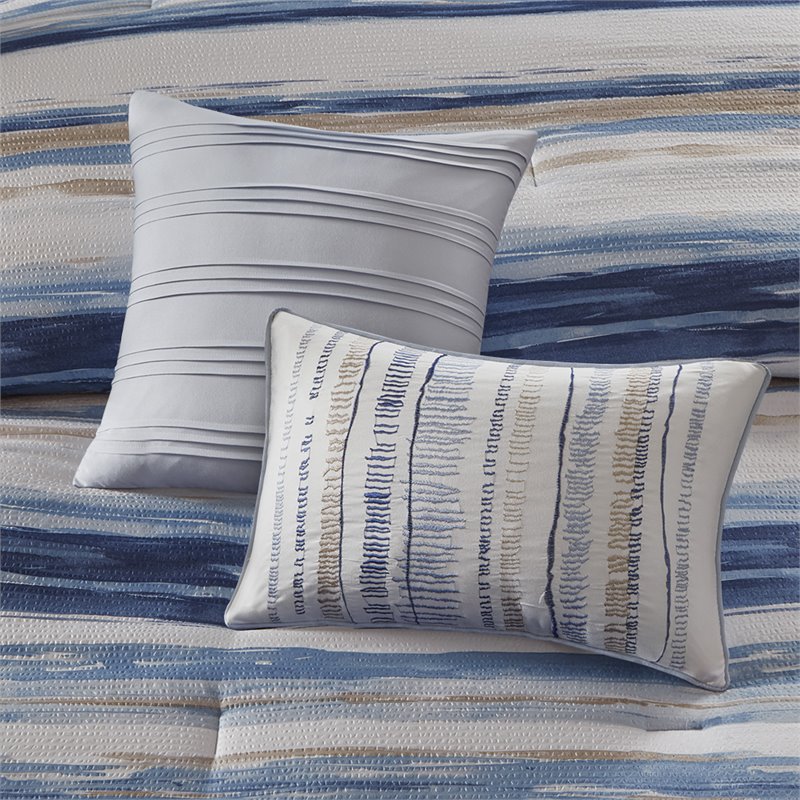 Madison Park Marina 8-Piece Microfiber Comforter and Coverlet Set in Blue