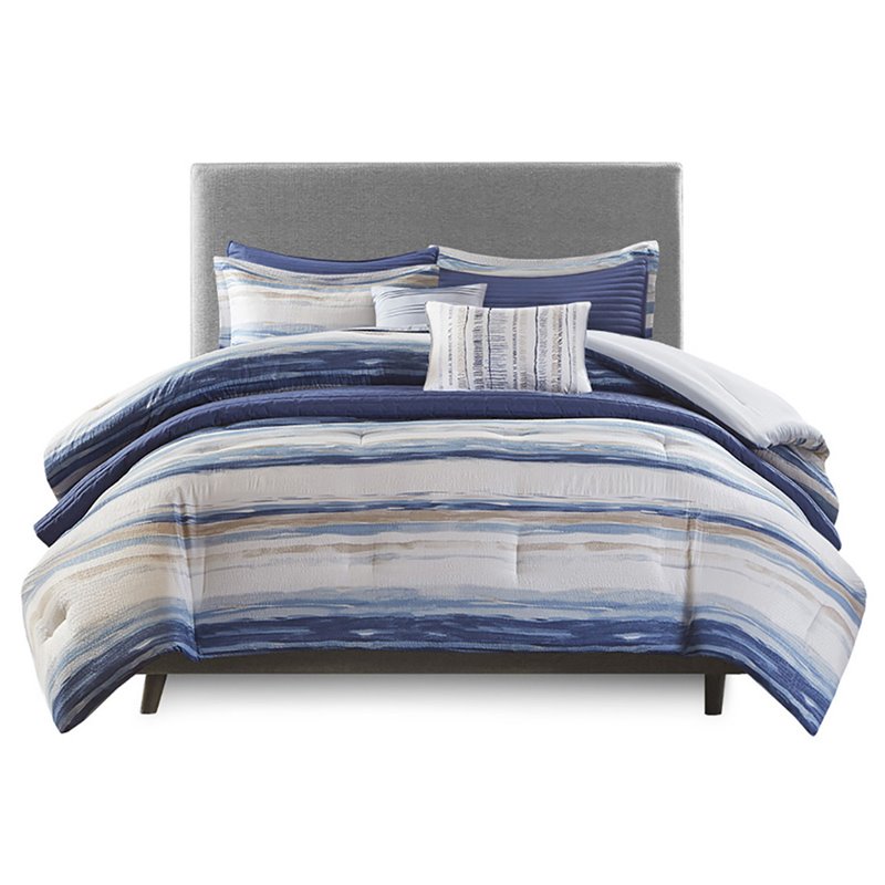 Madison Park Marina 8-Piece Microfiber Comforter and Coverlet Set in Blue