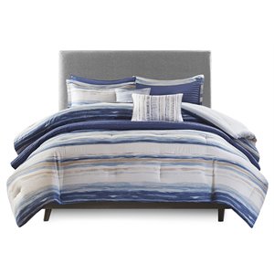 Madison Park Marina 8-Piece Microfiber Comforter and Coverlet Set in Blue