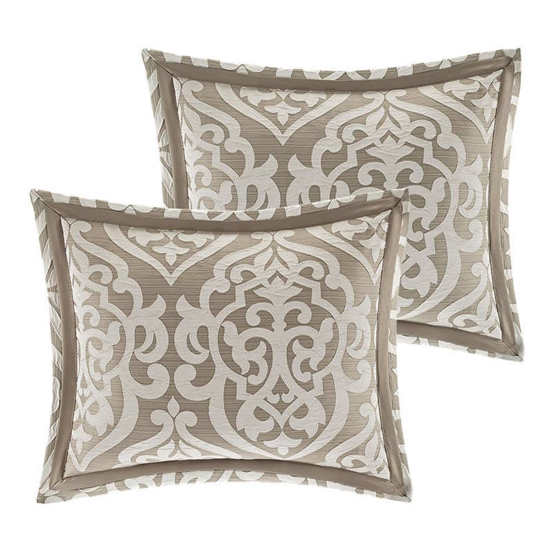Madison Park Odette 8-Piece Polyester Jacquard Comforter Set in Tan