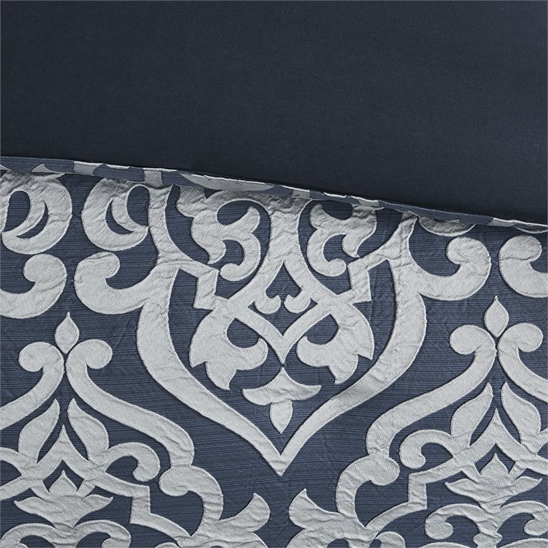 Madison Park Odette 8-Piece Polyester Jacquard Comforter Set in Navy