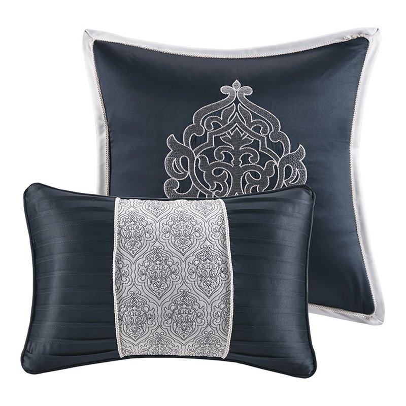 Madison Park Odette 8-Piece Polyester Jacquard Comforter Set in Navy