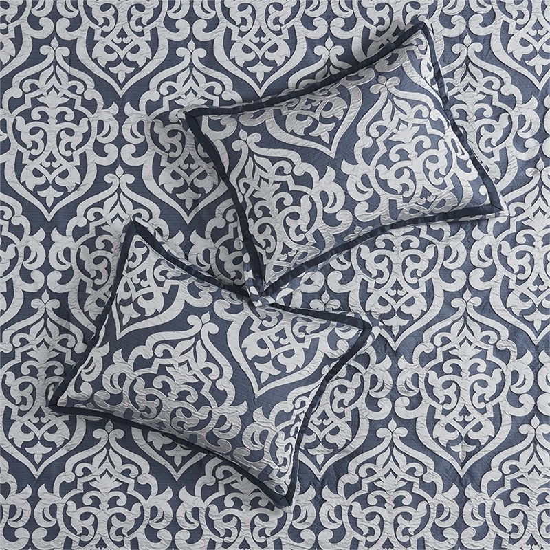Madison Park Odette 8-Piece Polyester Jacquard Comforter Set in Navy
