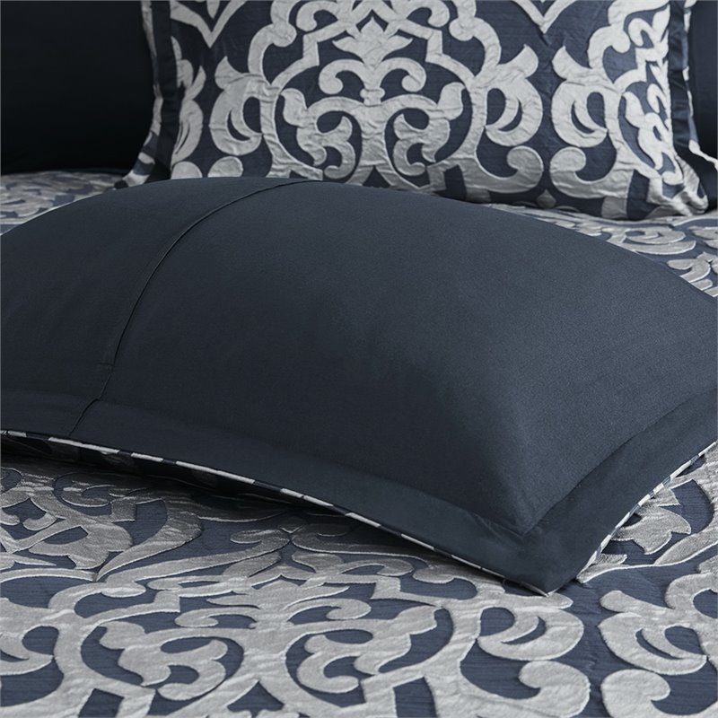 Madison Park Odette 8-Piece Polyester Jacquard Comforter Set in Navy
