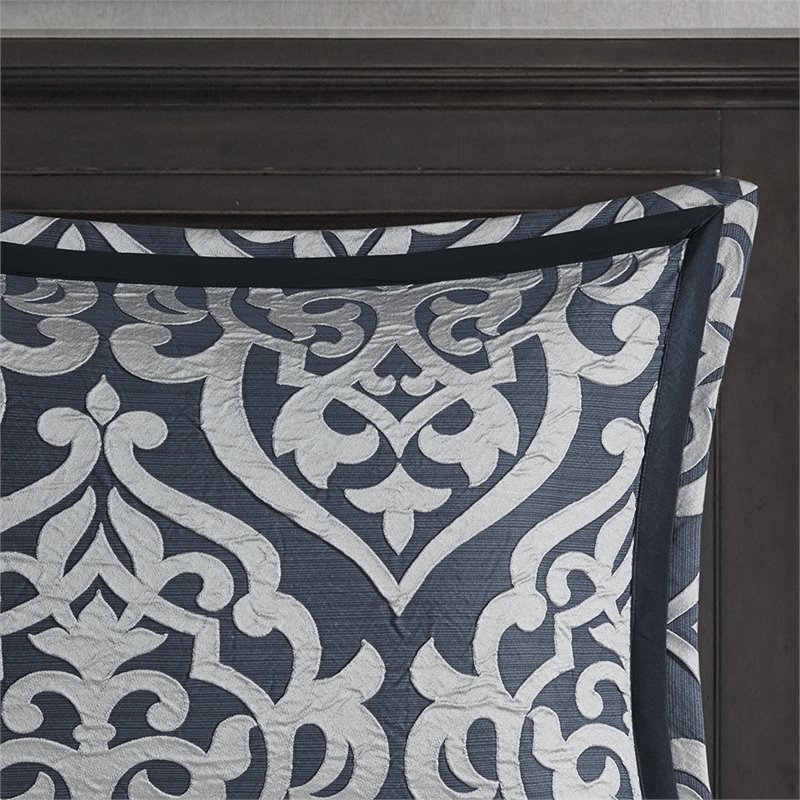 Madison Park Odette 8-Piece Polyester Jacquard Comforter Set in Navy