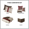 Madison Park 7-Piece Polyester Jacquard Comforter Set with Embroidery in Red