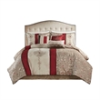 Madison Park 7-Piece Polyester Jacquard Comforter Set with Embroidery in Red