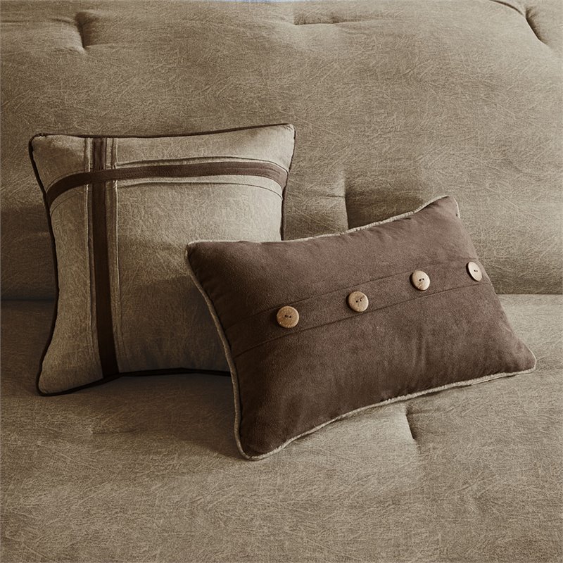 Madison Park Boone 7-Piece Polyester Microsuede Comforter Set in Brown