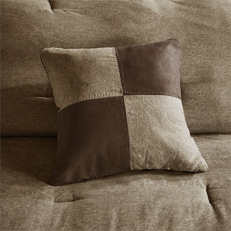 Madison Park Boone 7-Piece Polyester Microsuede Comforter Set in Brown