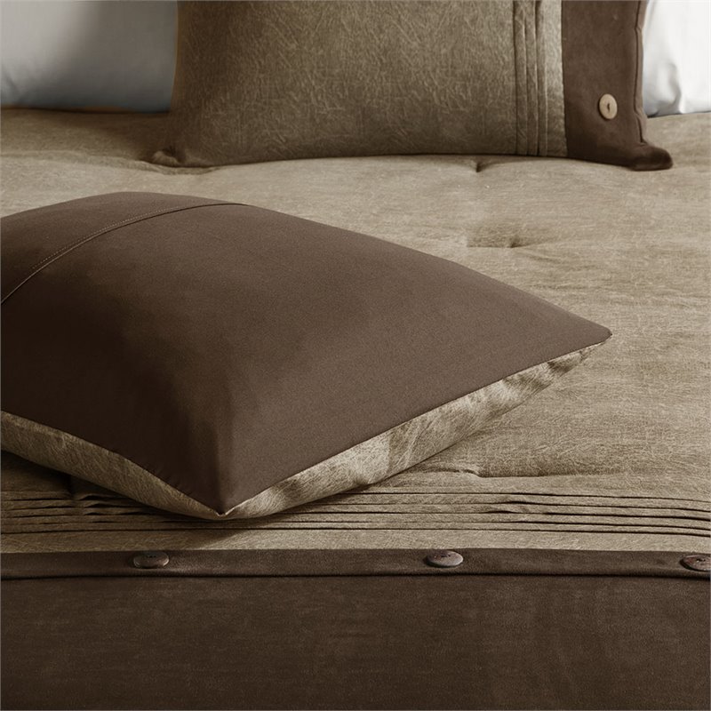 Madison Park Boone 7-Piece Polyester Microsuede Comforter Set in Brown