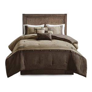 Madison Park Boone 7-Piece Polyester Microsuede Comforter Set in Brown