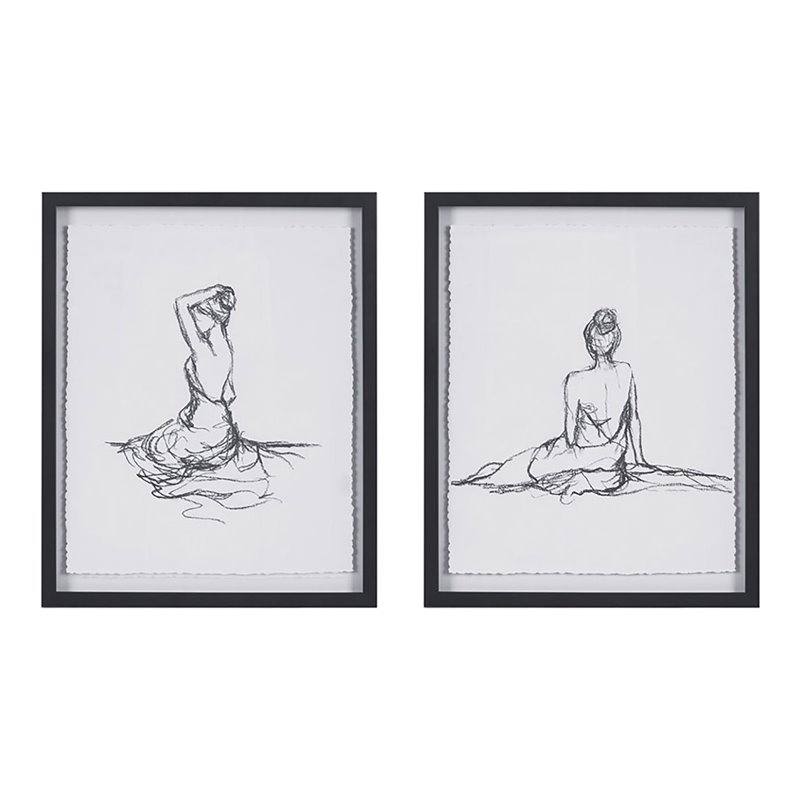 Madison Park Modern Paper and MDF Wood Framed Wall Art in Black (Set of 2)
