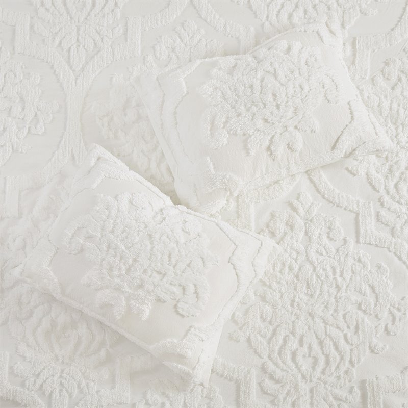 Madison Park Viola 3-Piece Cotton Tufted Full/Queen Duvet Cover Set in Off White