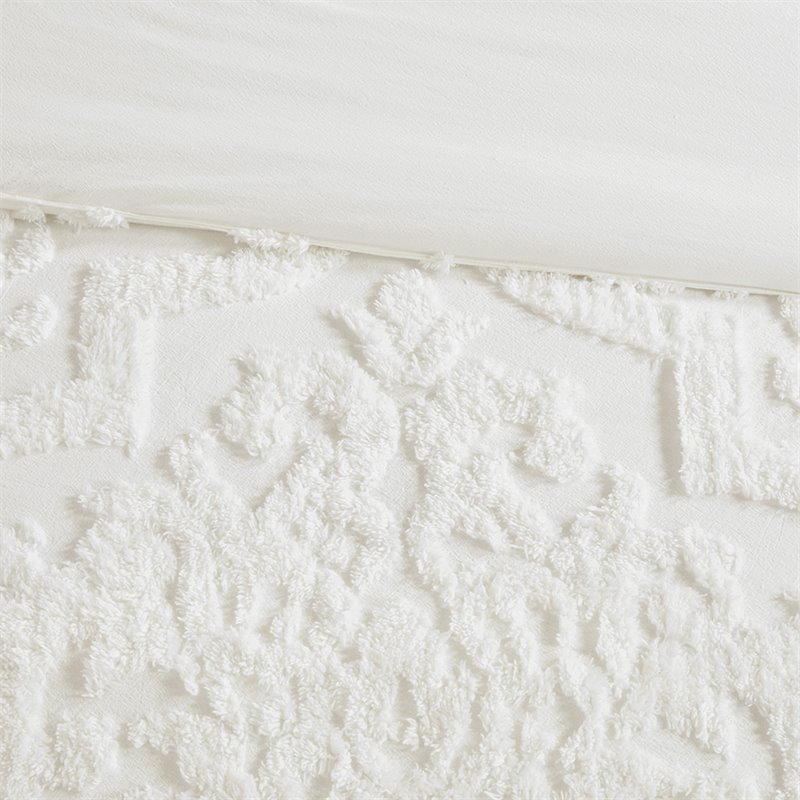 Madison Park Viola 3-Piece Cotton Tufted Full/Queen Duvet Cover Set in Off White
