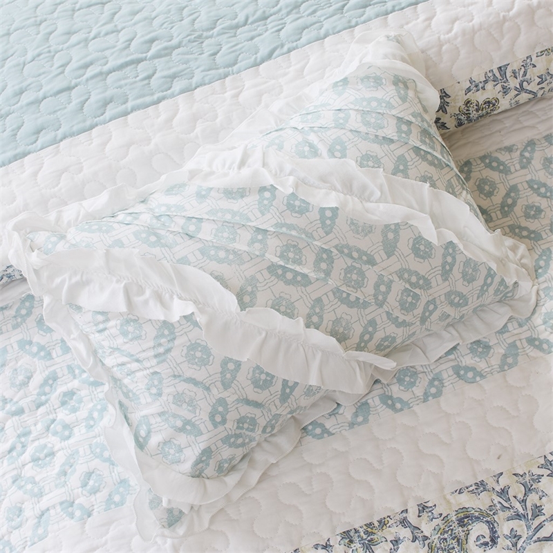 Madison Park Dawn 6-Piece Cotton Percale Printed Coverlet Set in Blue