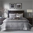 Madison Park Rhapsody 6-Piece Polyester Jacquard Reversible Coverlet Set in Gray