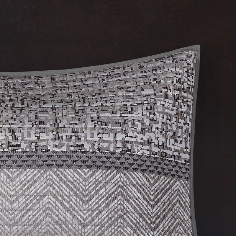 Madison Park Rhapsody 6-Piece Polyester Jacquard Reversible Coverlet Set in Gray