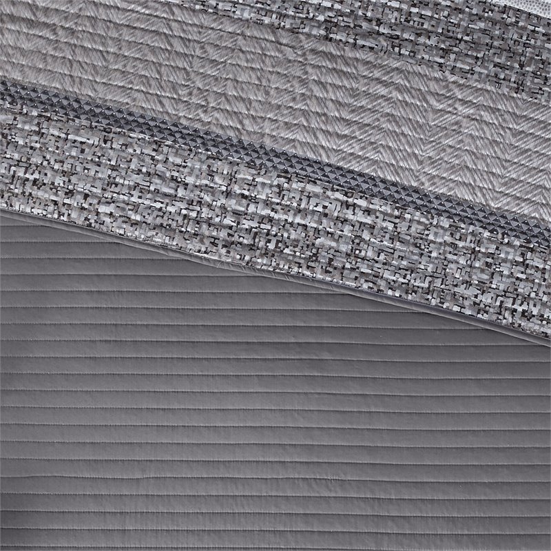 Madison Park Rhapsody 6-Piece Polyester Jacquard Reversible Coverlet Set in Gray