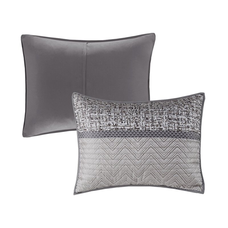 Madison Park Rhapsody 6-Piece Polyester Jacquard Reversible Coverlet Set in Gray