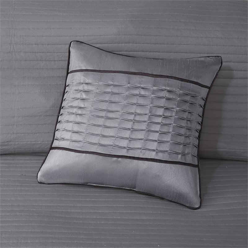 Madison Park Rhapsody 6-Piece Polyester Jacquard Reversible Coverlet Set in Gray